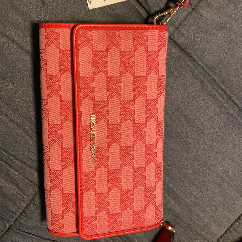 Michael Kors grapefruit color wallet xbody